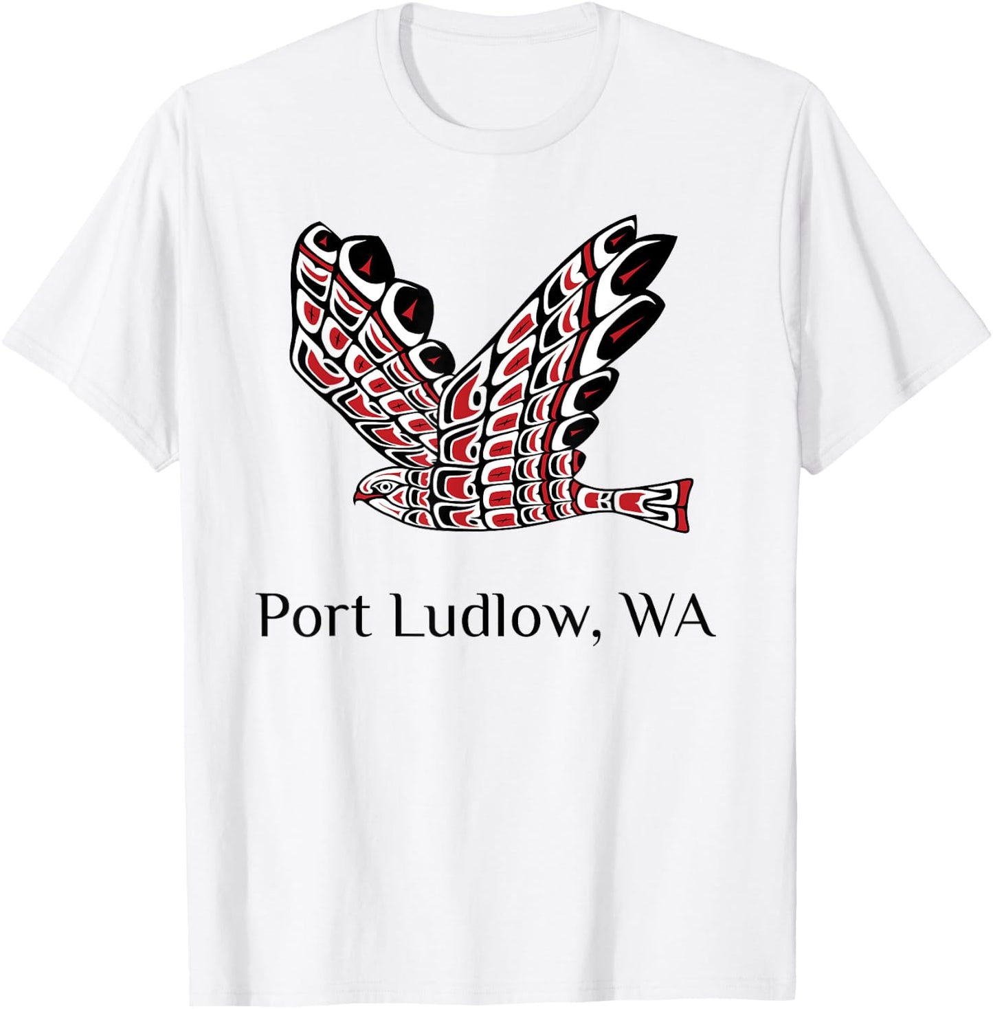 Port Ludlow WA Red Tail Hawk Native American Indian T-Shirt - T-Shirt | White