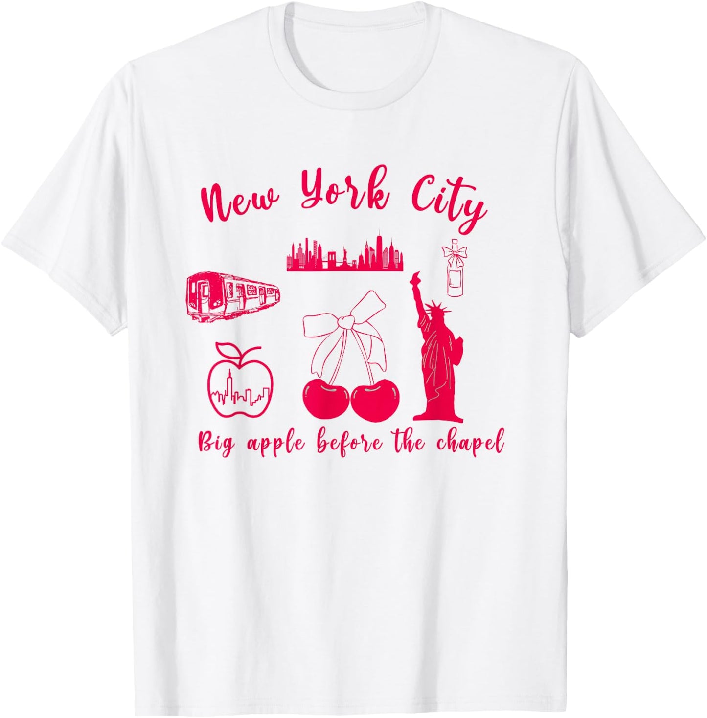 New York City Luxury Bachelorette Cherry Coquette Bridesmaid T-Shirt - T-Shirt | White