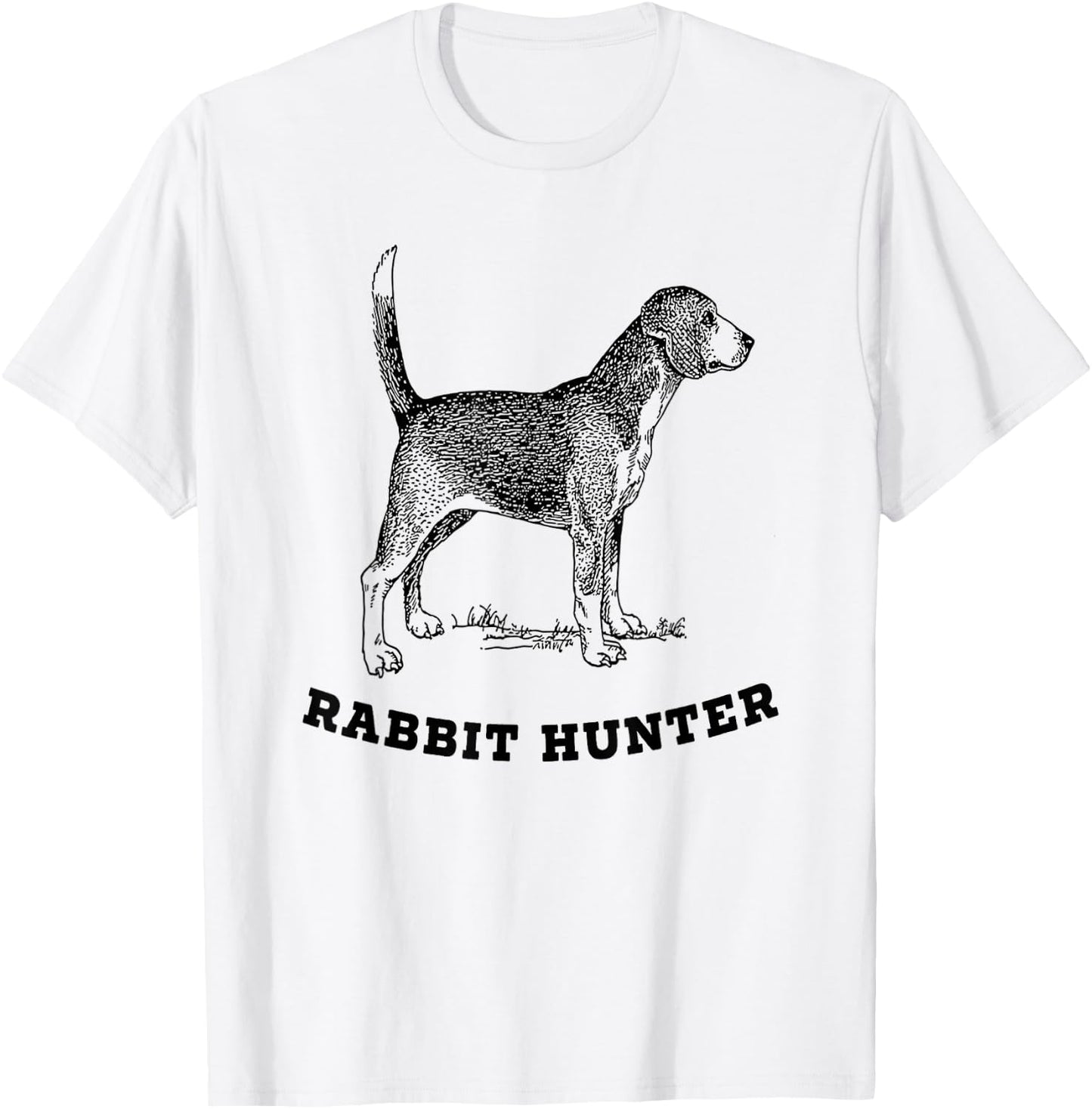Rabbit Hunter Beagle Dog Chasing Tail Hunting Cottontail Men Women T-Shirt - T-Shirt | White