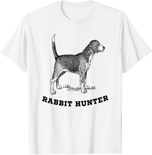 Rabbit Hunter Beagle Dog Chasing Tail Hunting Cottontail Men Women T-Shirt - T-Shirt | White