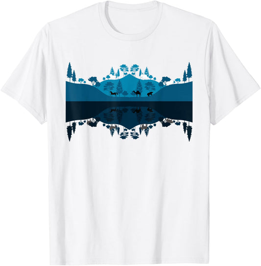 Wildlife Animals Outdoor Forest Trees Reflection Nature T-Shirt - T-Shirt | White