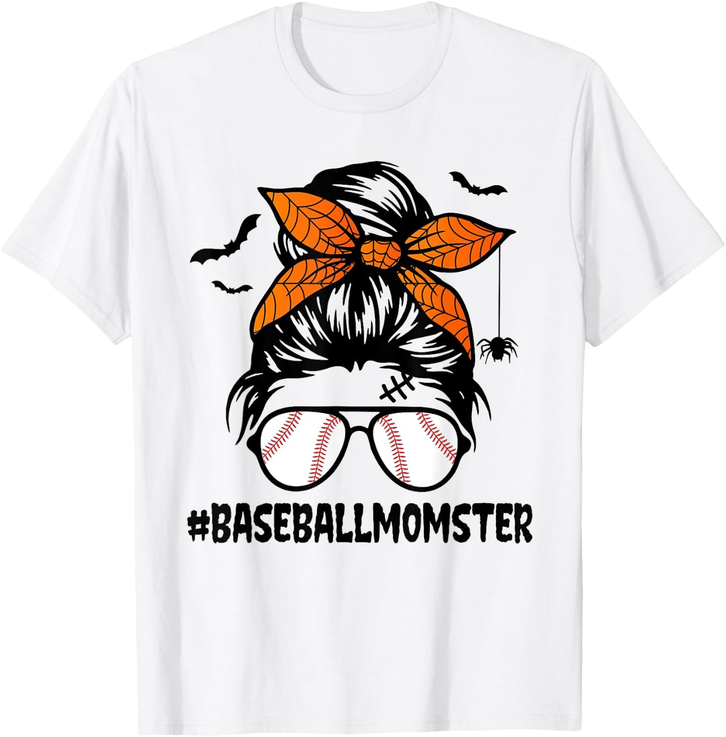 Baseball Momster Shirt Halloween Mom Messy Bun T-Shirt - T-Shirt | White