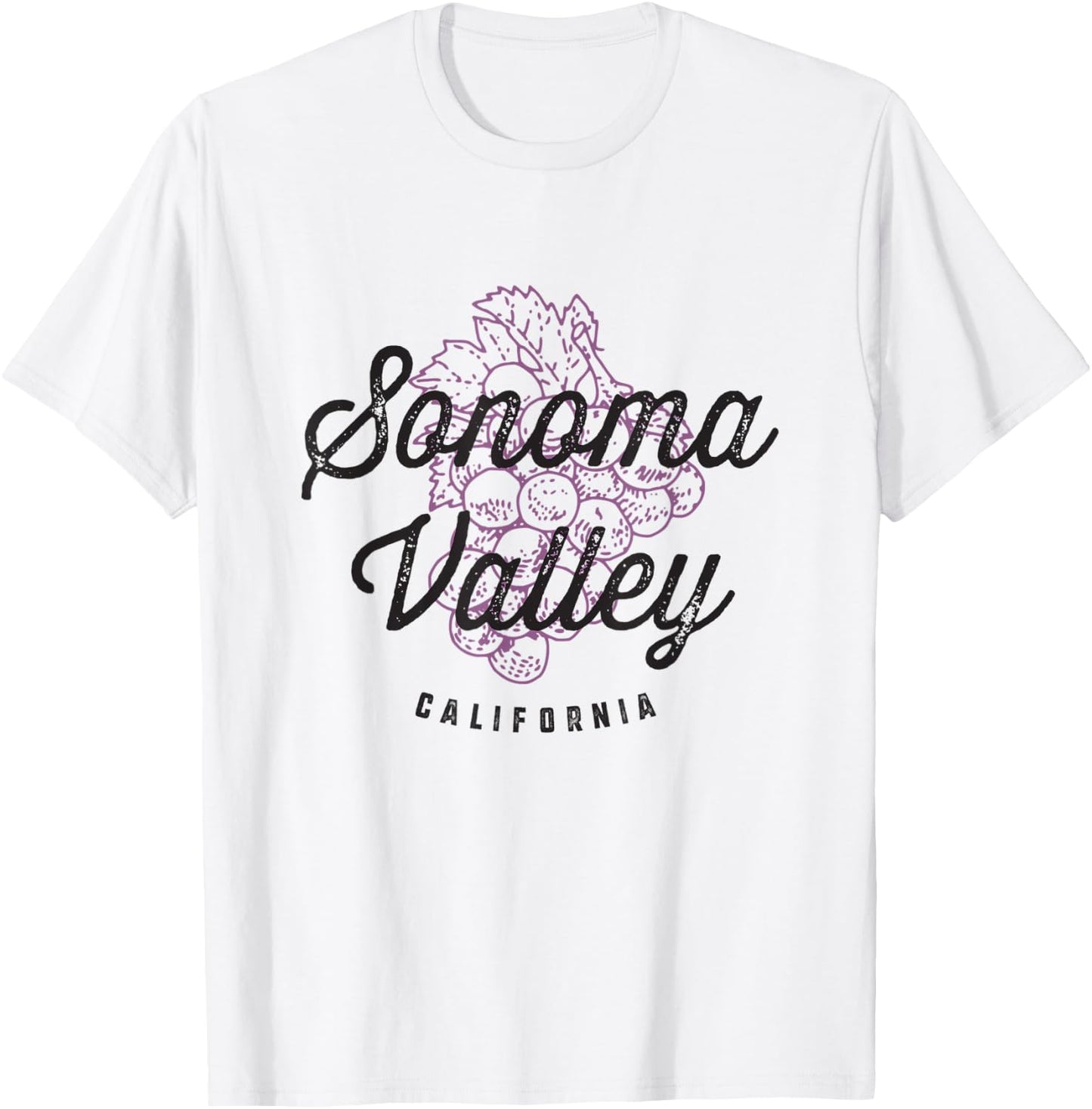 Sonoma Valley California Wine Country Vintage Grapes T-Shirt - T-Shirt | White