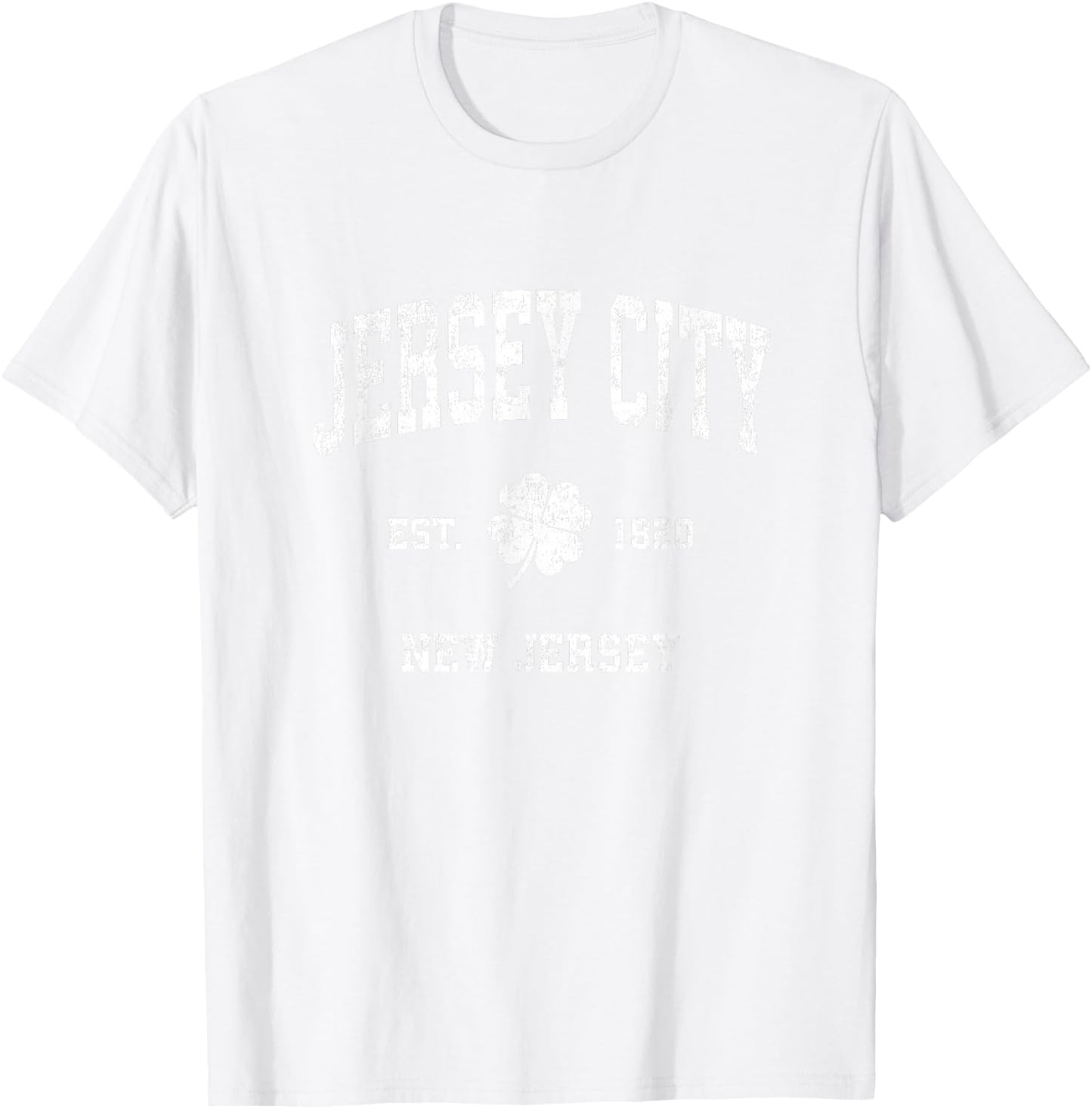 Jersey City New Jersey Vintage Shamrock Sports T-Shirt - T-Shirt | White