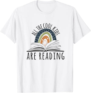 All the Cool Kids are Reading, Teacher Life Read Books T-Shirt - T-Shirt | White