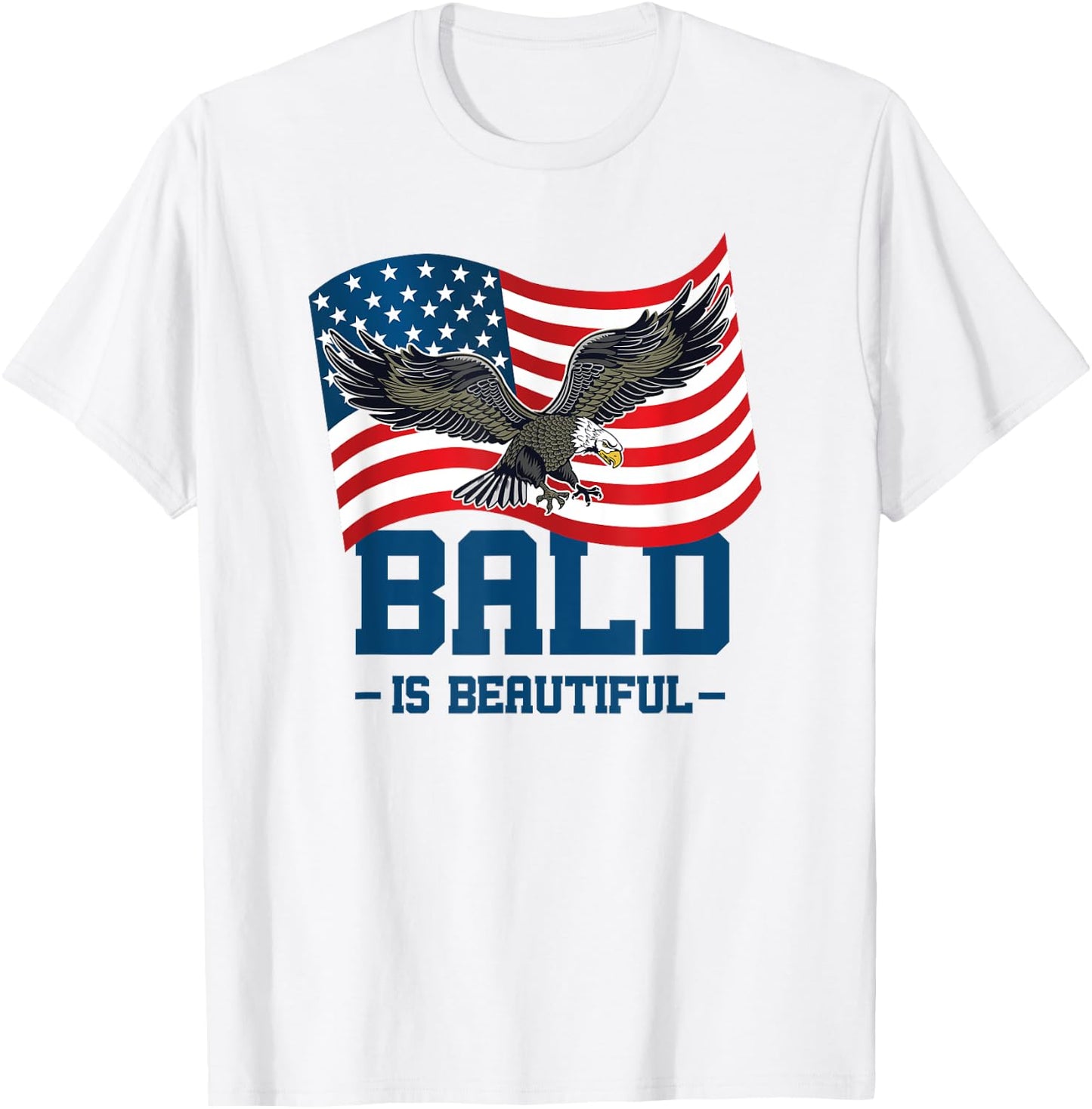 Bald Is Beautiful July 4th Eagle Patriotic American Flag USA Kids Men T-Shirt - T-Shirt | White