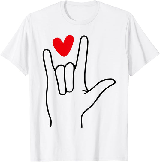 I Love You Sign Language Cute Happy Valentine’s Day T-Shirt - T-Shirt | White