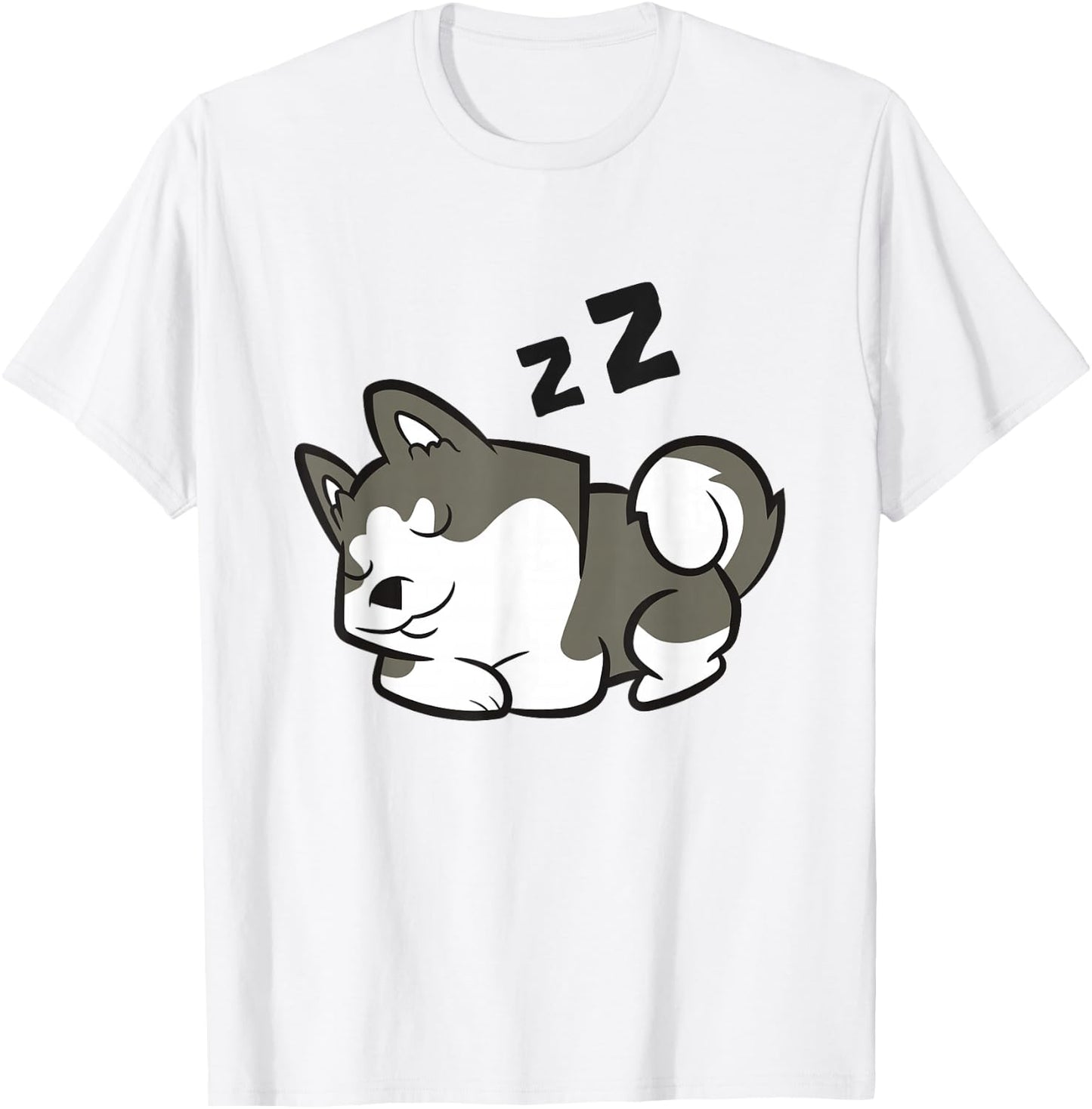 Siberian Husky Dog Sleeping Husky Pajama T-Shirt - T-Shirt | White