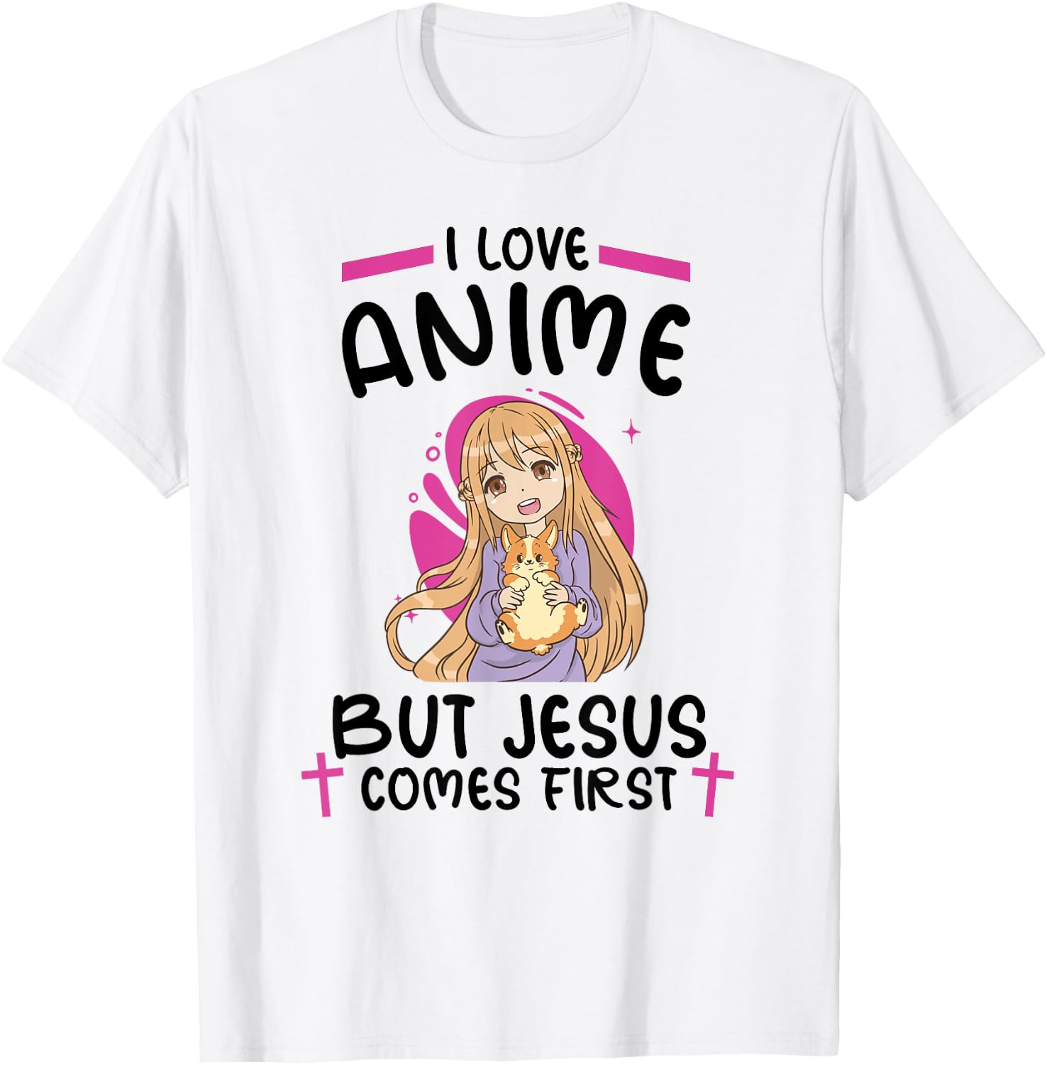 I Love Anime but Jesus Comes First T-Shirt - T-Shirt | White
