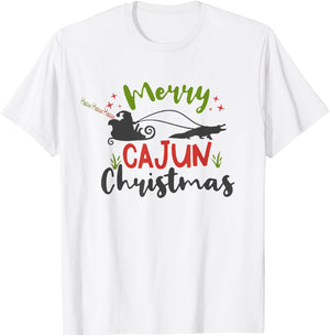 Cajun Santa Alligator Heaux Heaux Heaux Christmas X-mas T-Shirt - T-Shirt | White