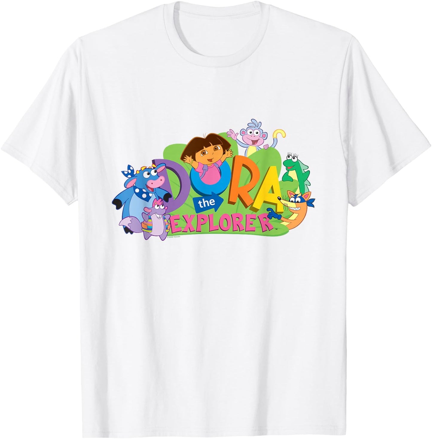 Dora The Explorer Classic Logo with Boots and Swiper T-Shirt - T-Shirt | White
