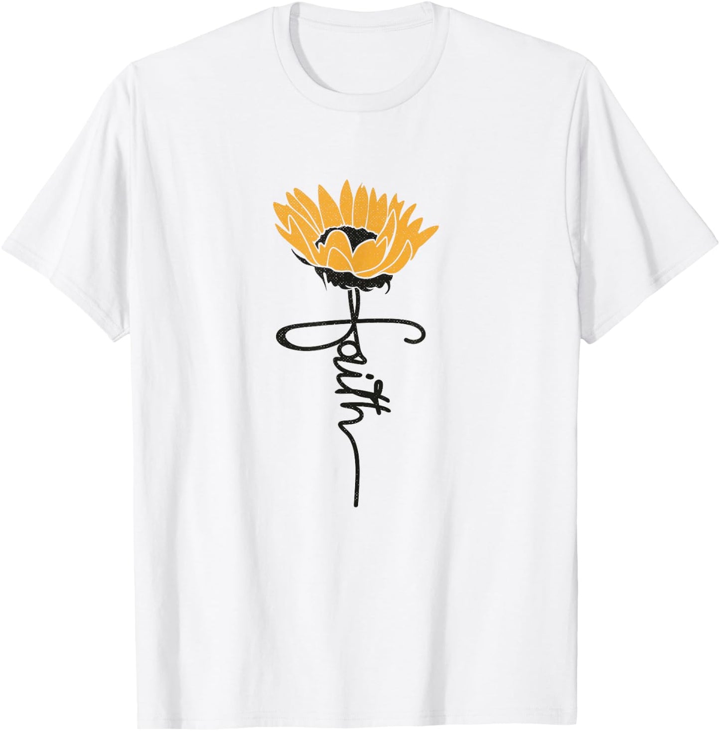 Faith Sunflower Cute Religious Christian T-Shirt - T-Shirt | White