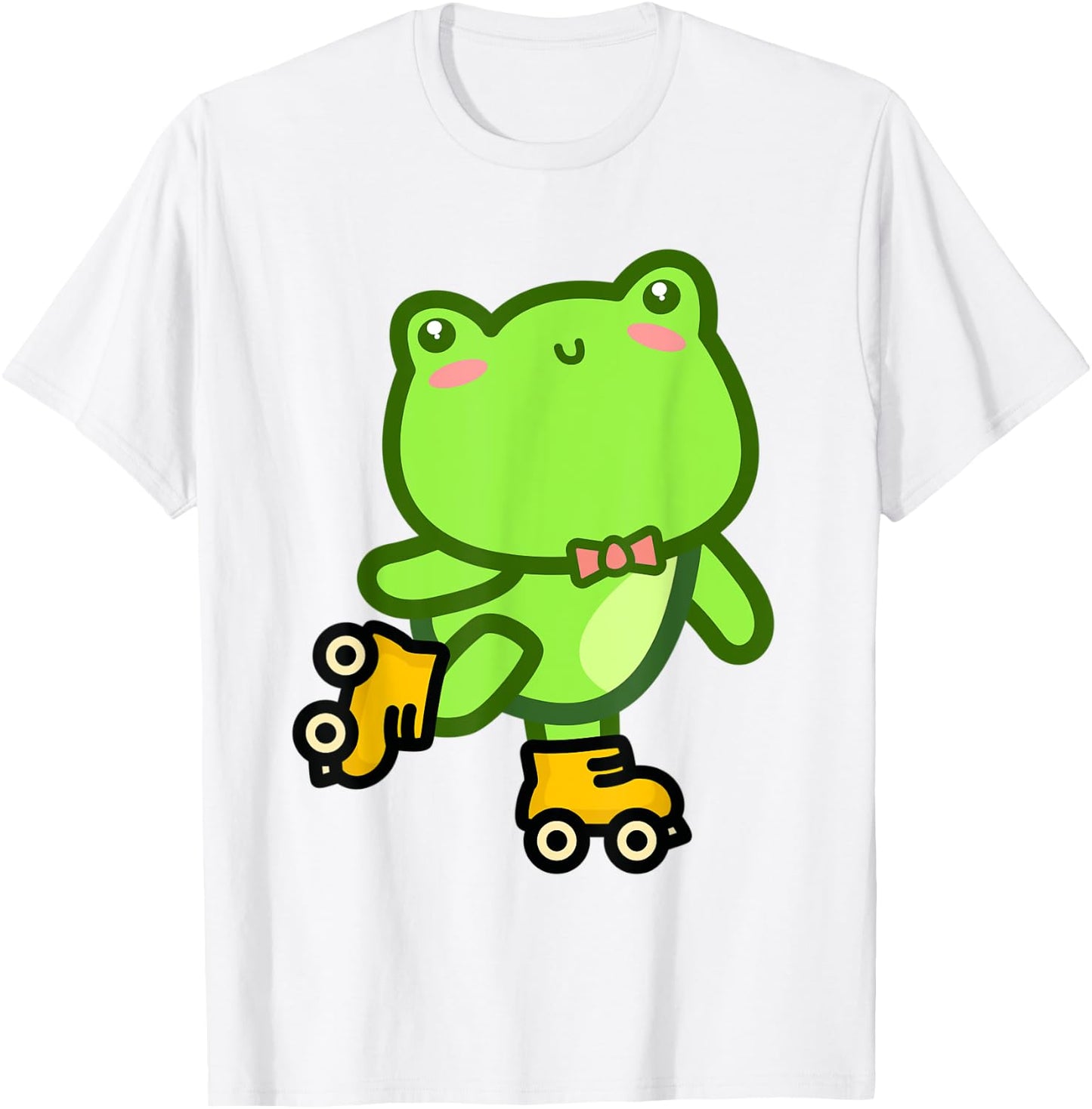 Whimsical Cute Kawaii Frog Roller Skating Amphibian T-Shirt - T-Shirt | White