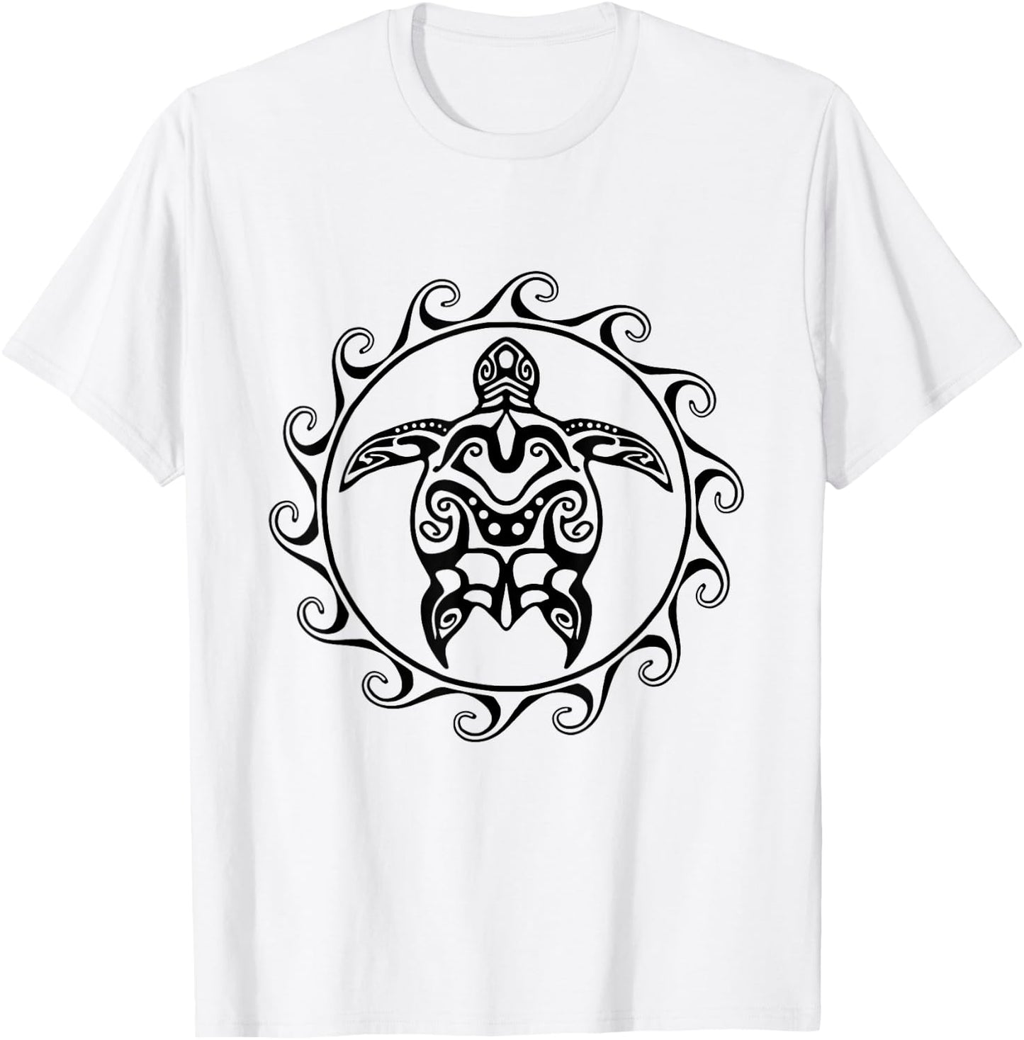 Tribal Polynesian Maori Sun Sea Turtle T-Shirt - T-Shirt | White