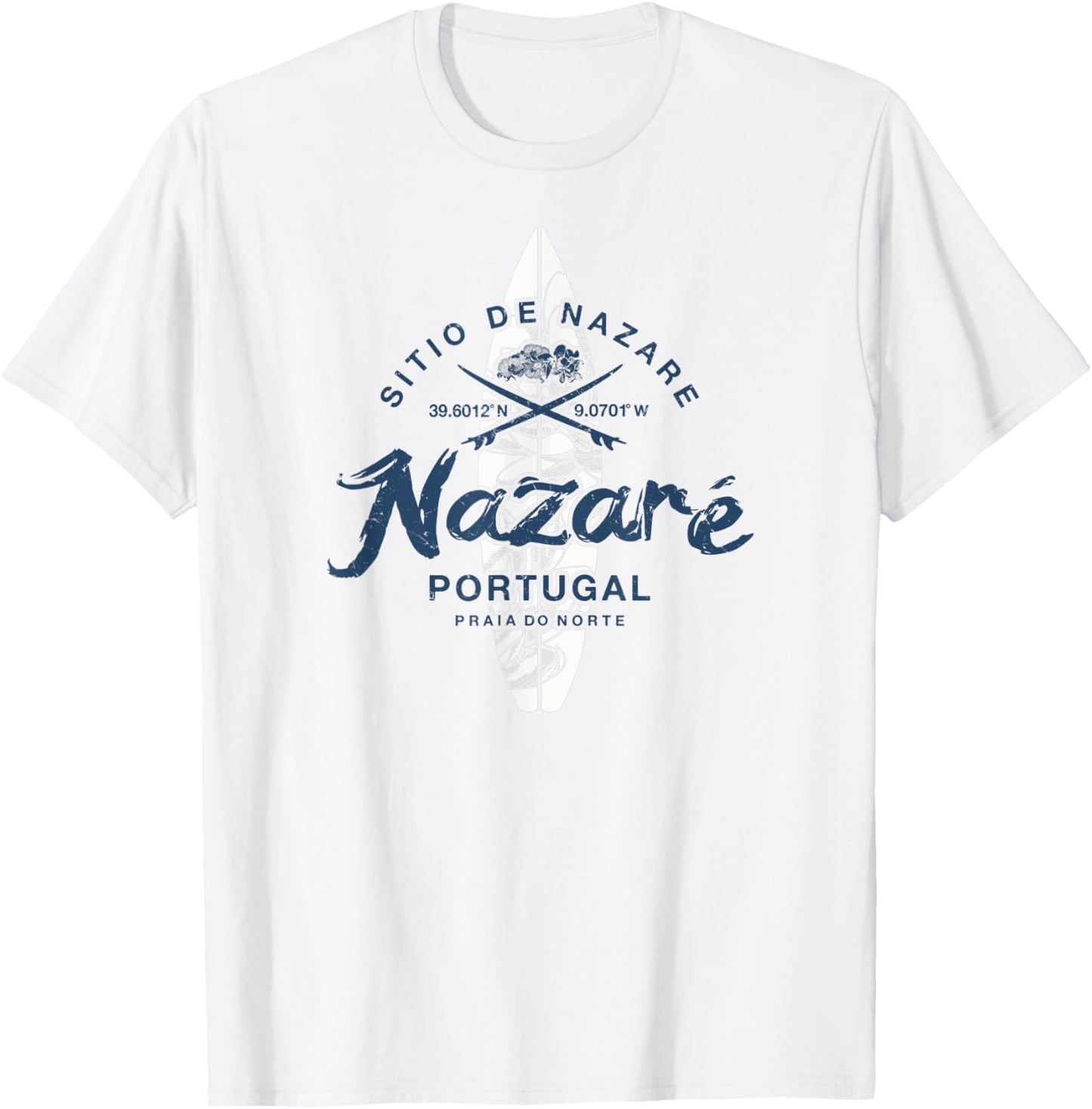 Nazare Portugal Praia do Norte Surfing Vintage T-Shirt - T-Shirt | White