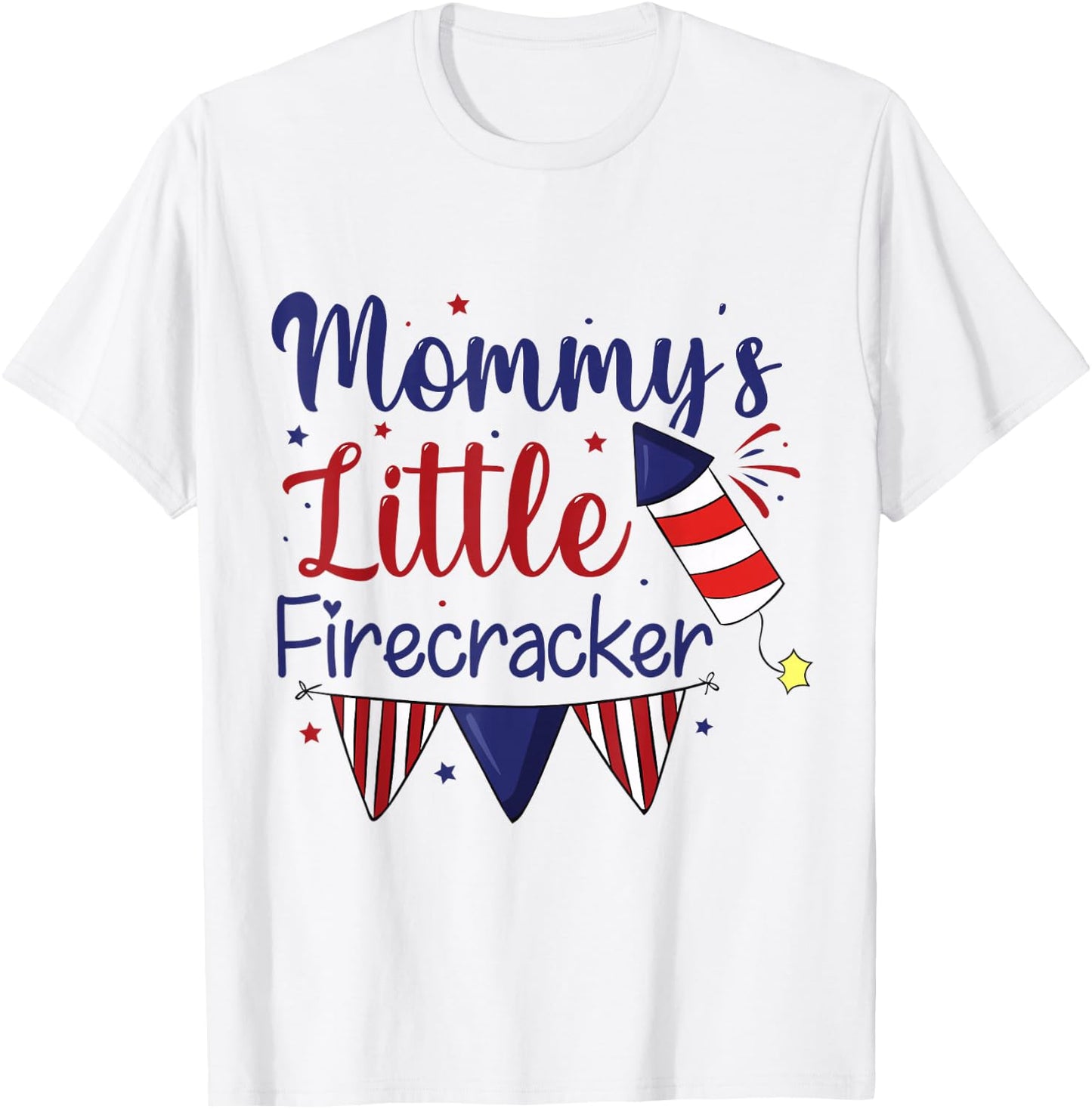Cute 4th of July Mommy's Little Firecracker Kids Toddlers T-Shirt - T-Shirt | White