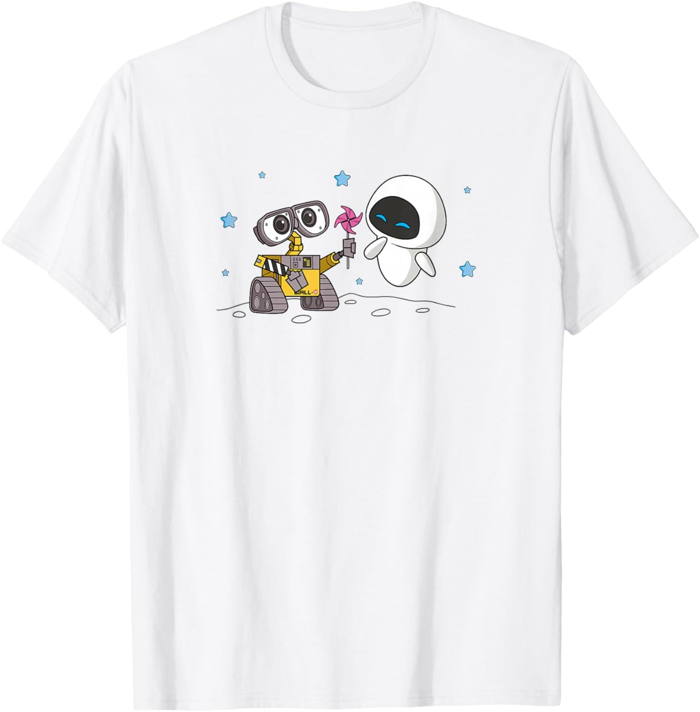Disney Wall-E & Eve Moonscape Pinwheel Small T-Shirt - T-Shirt | White
