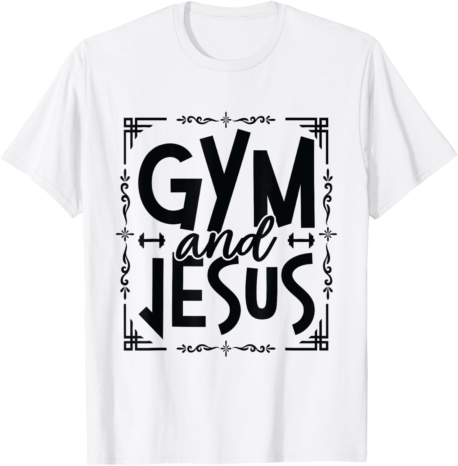 Gym and Jesus Gym Fitness Lifting Weights Body Building T-Shirt - T-Shirt | White