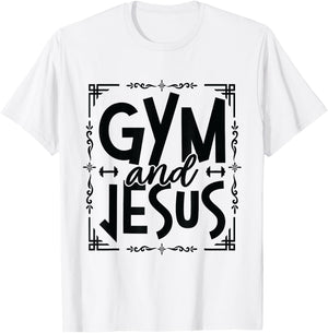 Gym and Jesus Gym Fitness Lifting Weights Body Building T-Shirt - T-Shirt | White