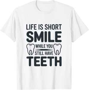 Funny Dental Humor Graphic with Teeth Illustrations T-Shirt - T-Shirt | White