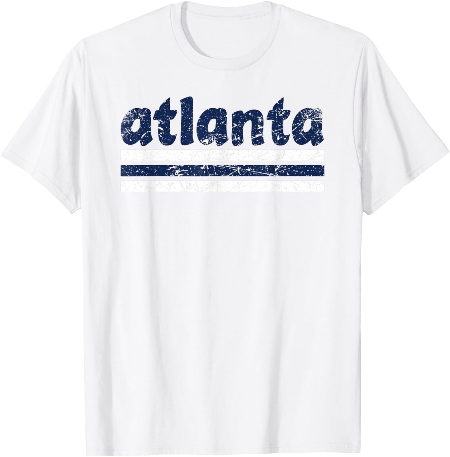 Atlanta Georgia Three Stripe Vintage Weathered T-Shirt - T-Shirt | White