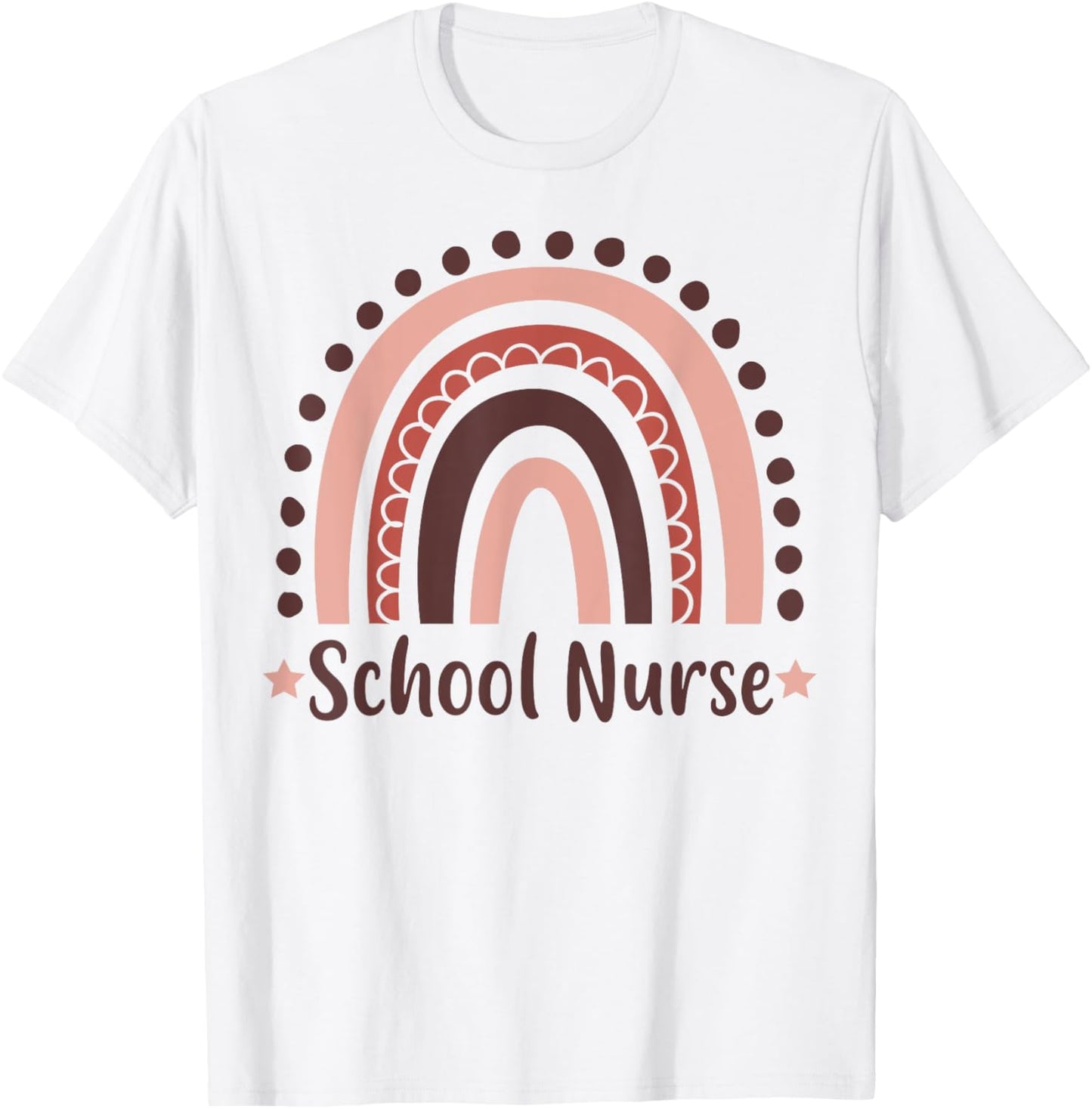 School Nurse Boho Rainbow apparel Cute Teaching T-Shirt - T-Shirt | White