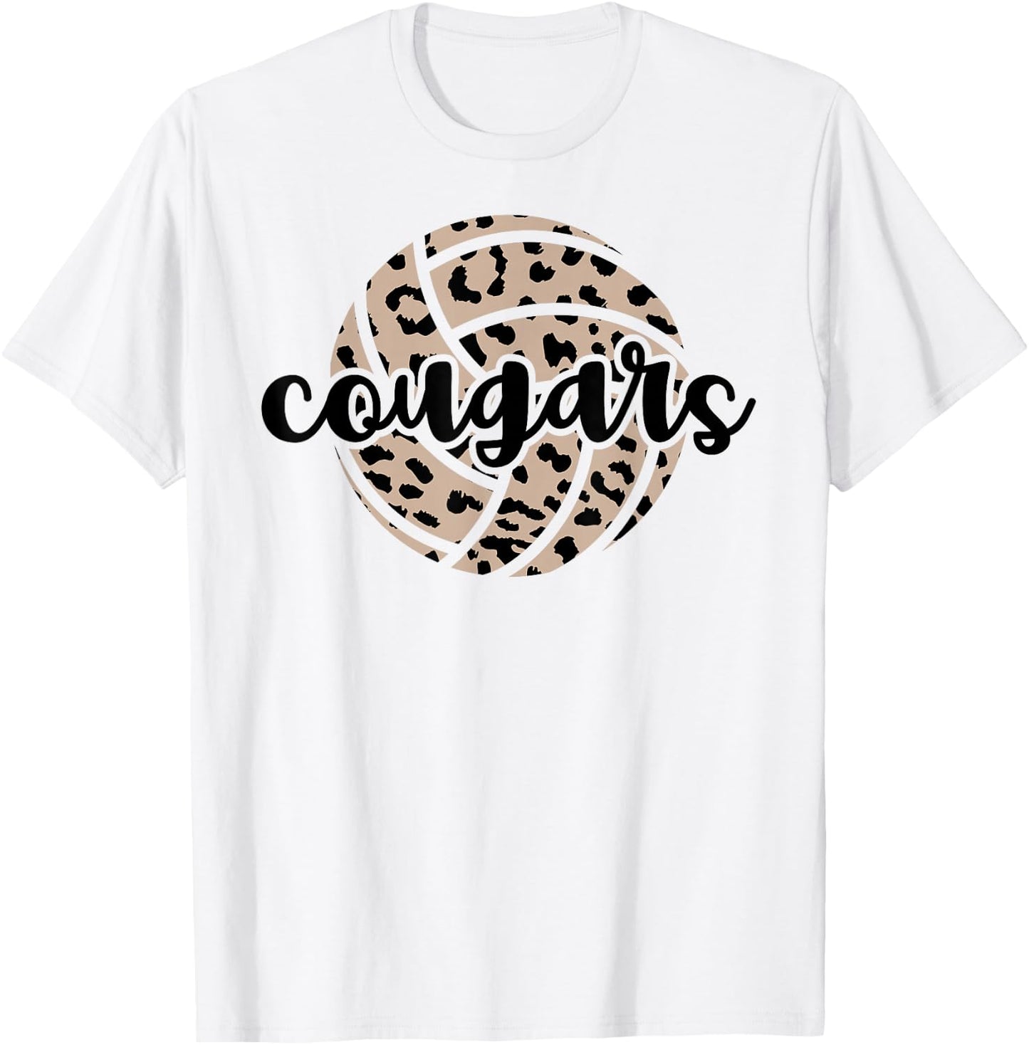 Cougars Volleyball Team Cheetah Mascot School Spirit Game T-Shirt - T-Shirt | White