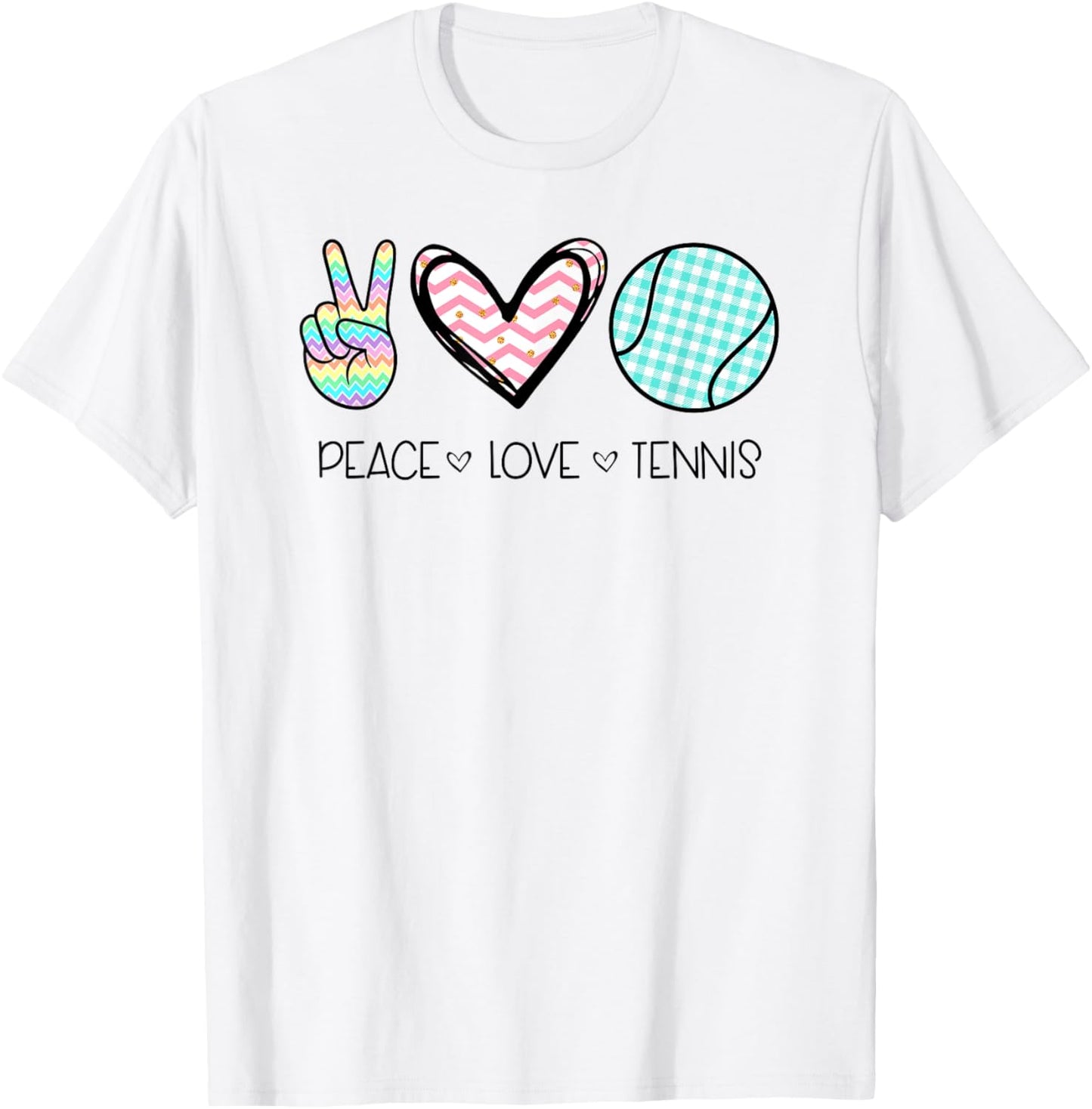 Peace Love Tennis Cute Design Teen Girls T-Shirt - T-Shirt | White