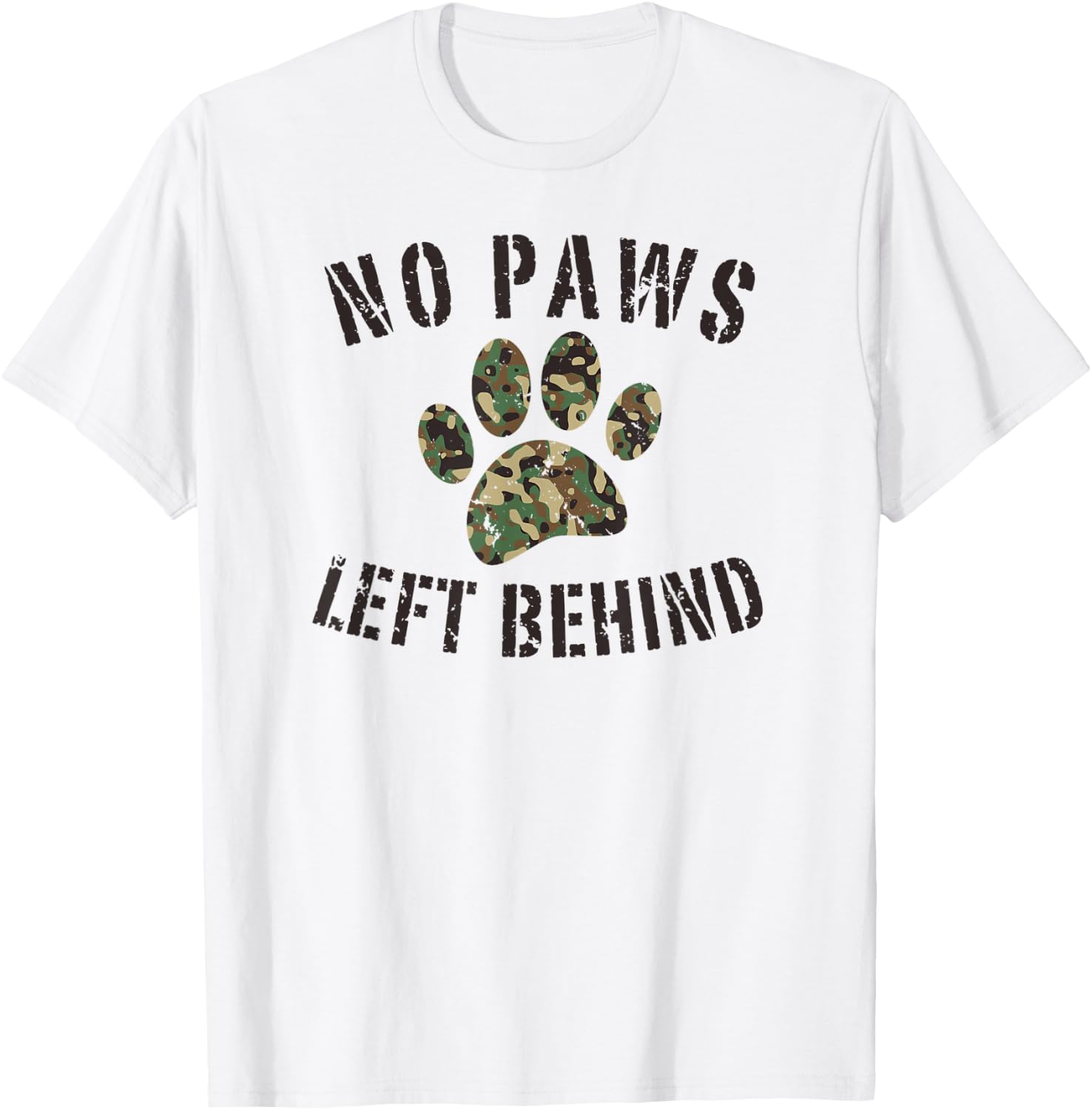 No Paws Left Behind Camo Paw Print Military Service Dogs T-Shirt - T-Shirt | White