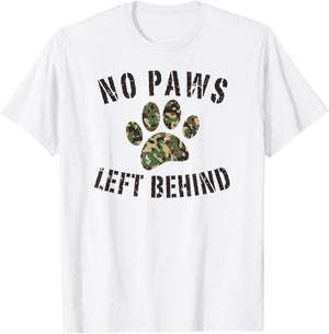 No Paws Left Behind Camo Paw Print Military Service Dogs T-Shirt - T-Shirt | White