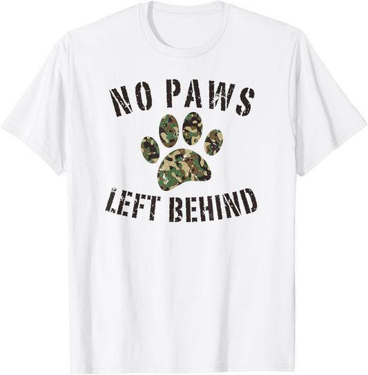 No Paws Left Behind Camo Paw Print Military Service Dogs T-Shirt - T-Shirt | White