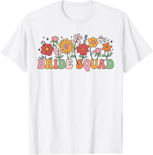 Bride Squad Wildflower Wedding Bridal Party Bachelorette T-Shirt - T-Shirt | White