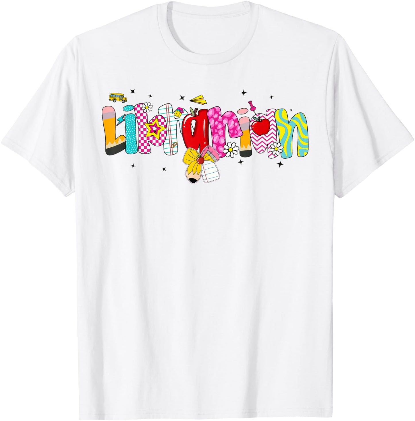 Coquette Pencil Bow Librarian Back to School Bookworm T-Shirt - T-Shirt | White