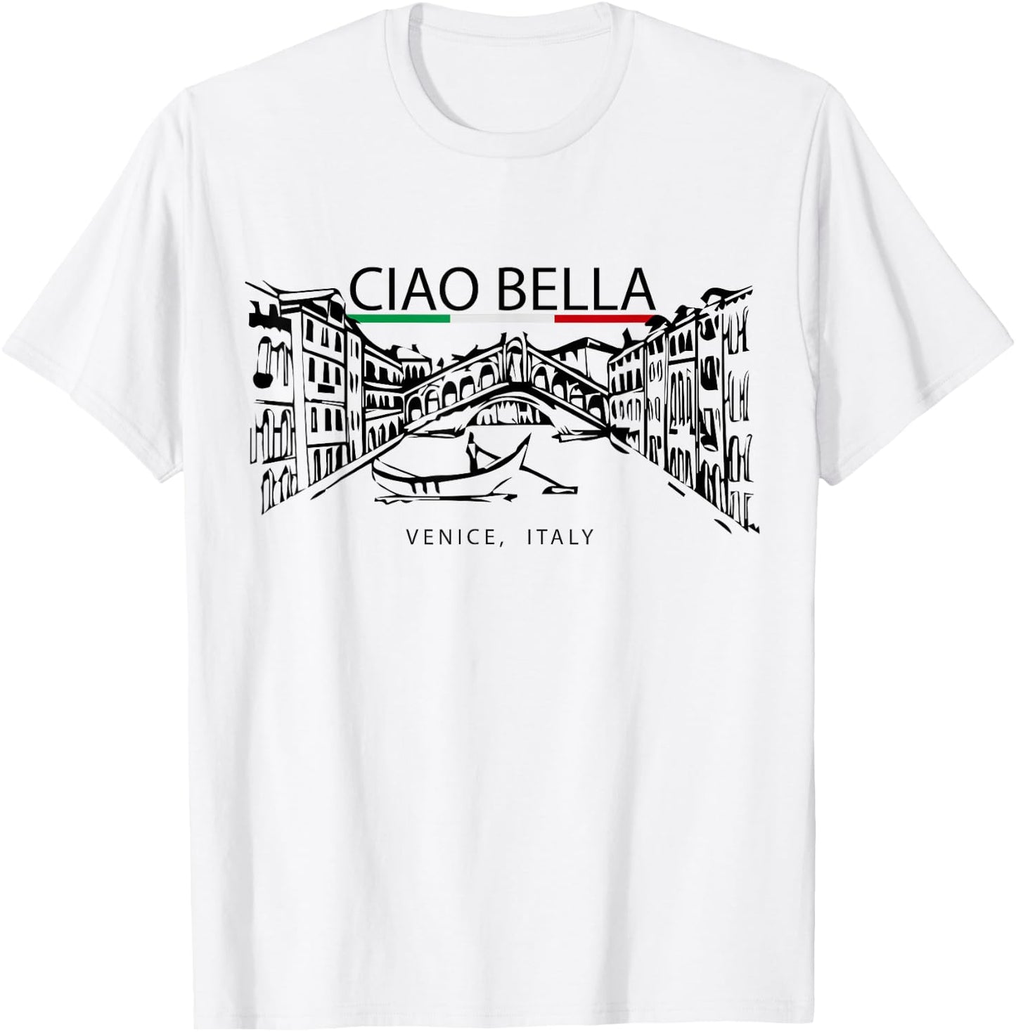 Ciao Bella Vintage Venice Italy Italian Greeting Graphic T-Shirt - T-Shirt | White