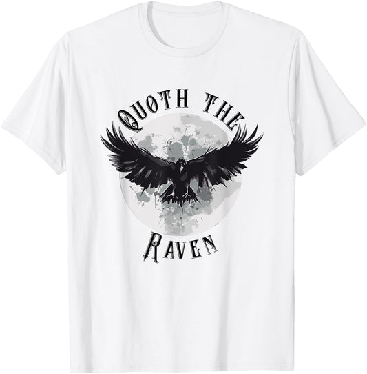 Edgar Allan Poe Nevermore The Raven Quote Literary Book T-Shirt - T-Shirt | White