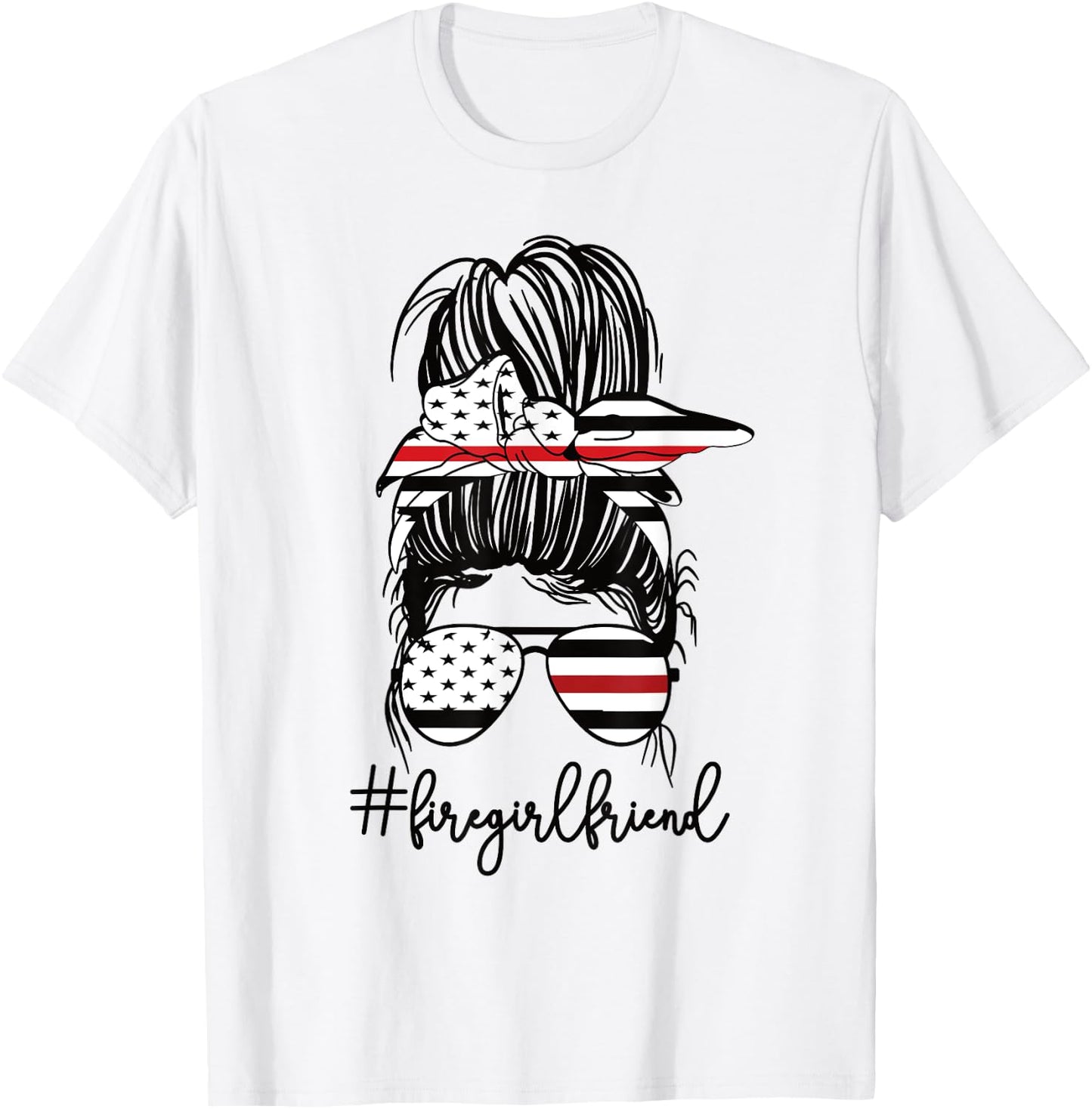 Funny Fire Girlfriend Thin Red Line Firefighter Girlfriend T-Shirt - T-Shirt | White