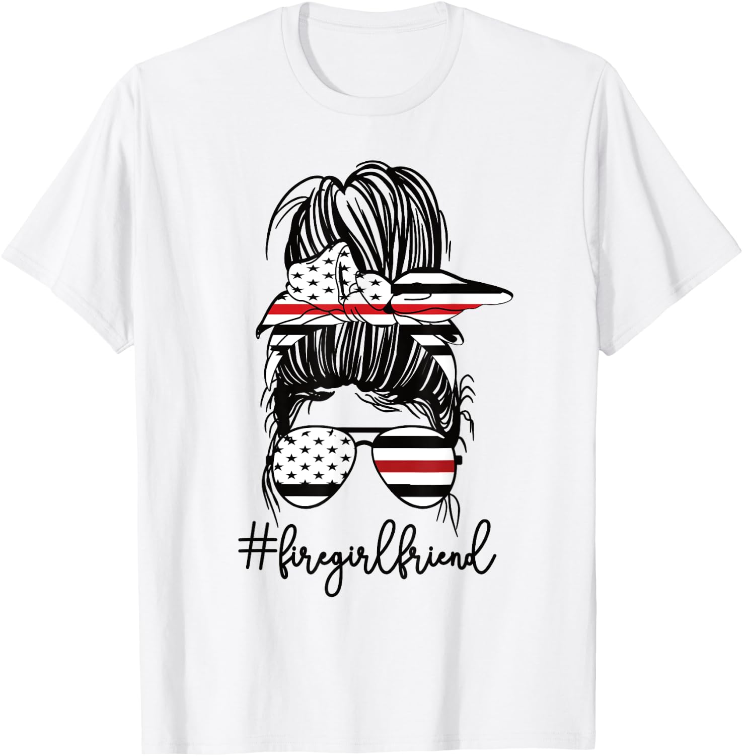 Funny Fire Girlfriend Thin Red Line Firefighter Girlfriend T-Shirt - T-Shirt | White