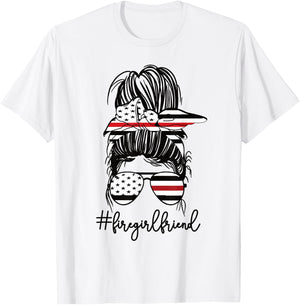 Funny Fire Girlfriend Thin Red Line Firefighter Girlfriend T-Shirt - T-Shirt | White
