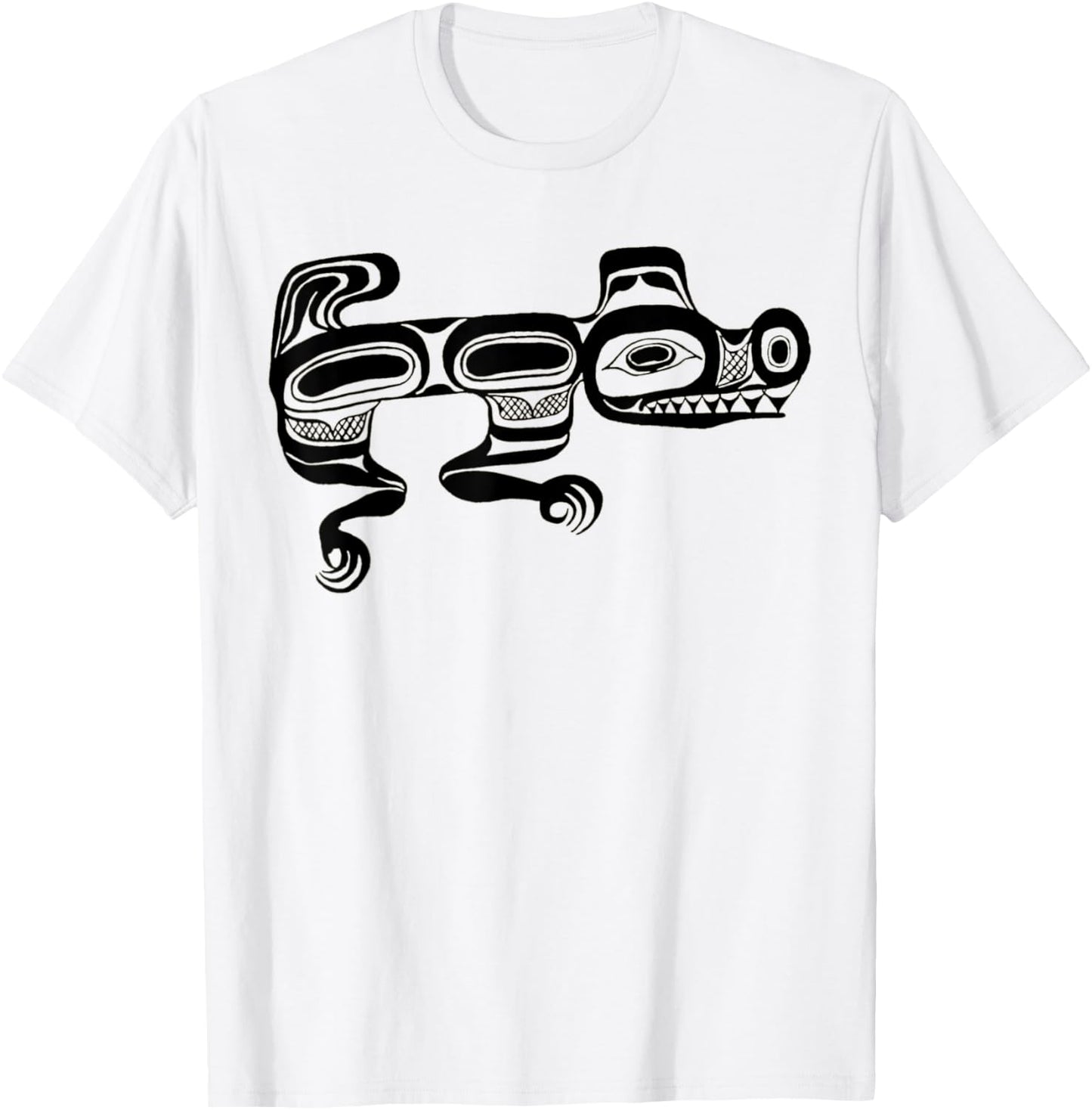 Sea Wolf Wasco Haida Pacific Northwest Coast Indian Tribal T-Shirt - T-Shirt | White