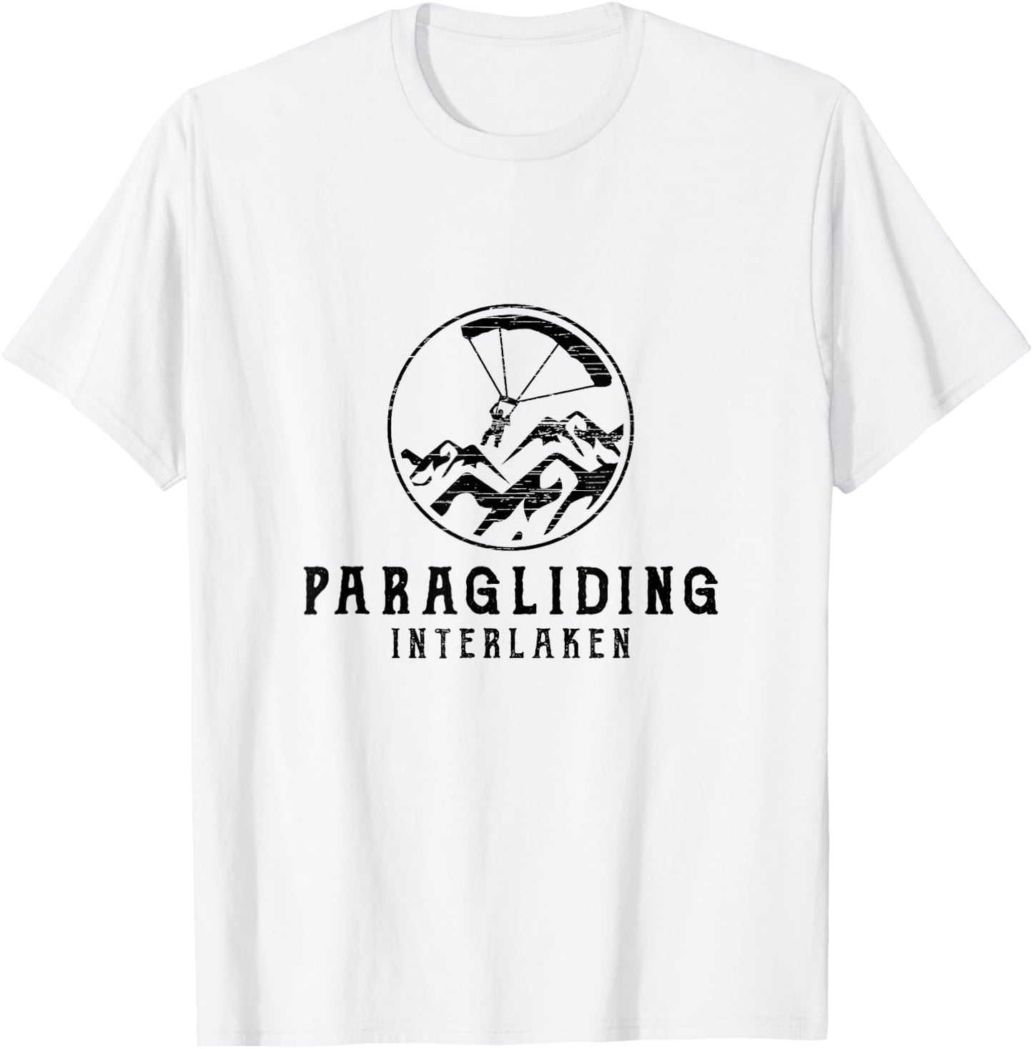 Paragliding Interlaken Swiss Vintage Logo T-Shirt - T-Shirt | White