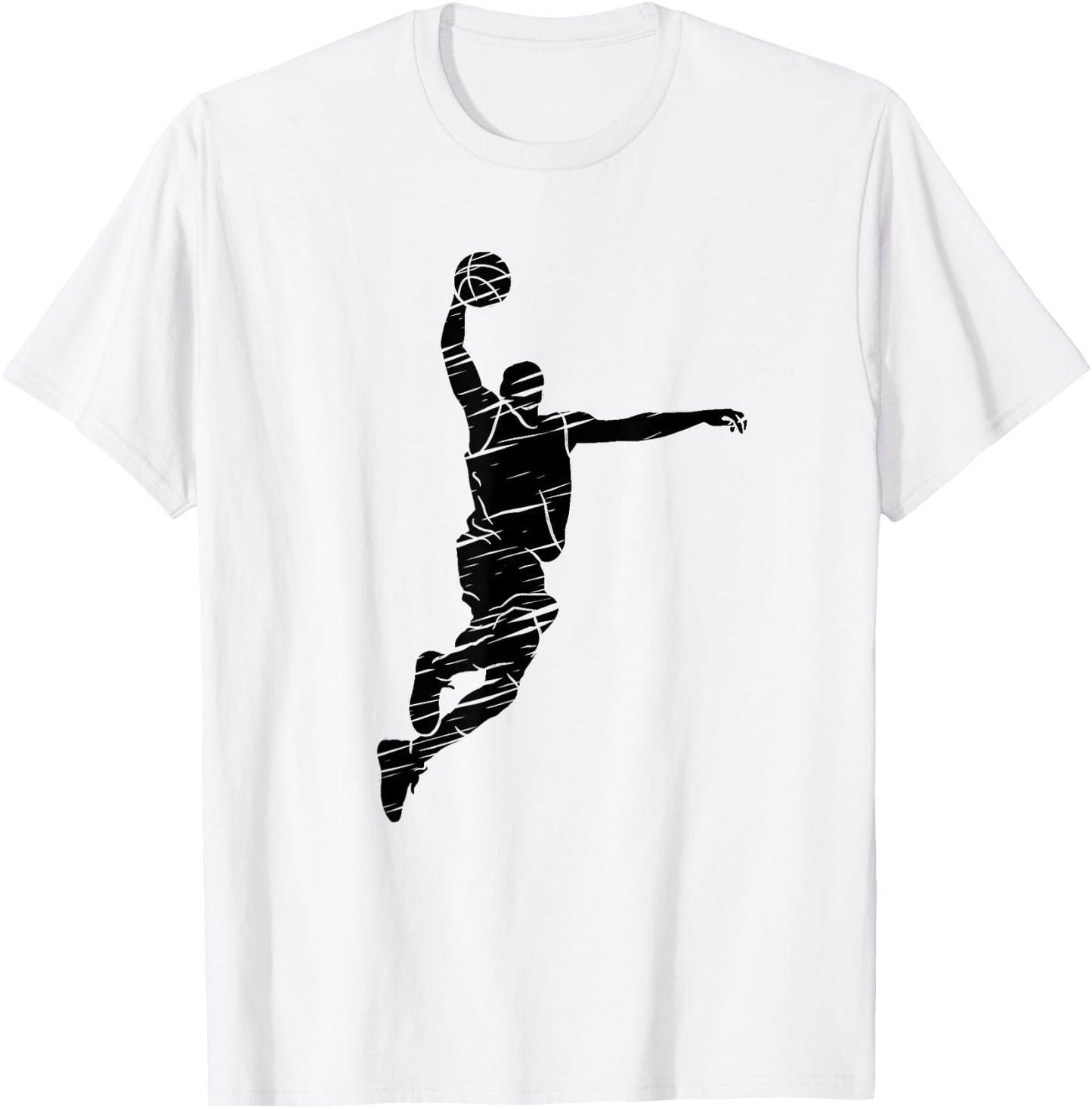 Basketball Player Retro Lines T-Shirt - T-Shirt | White