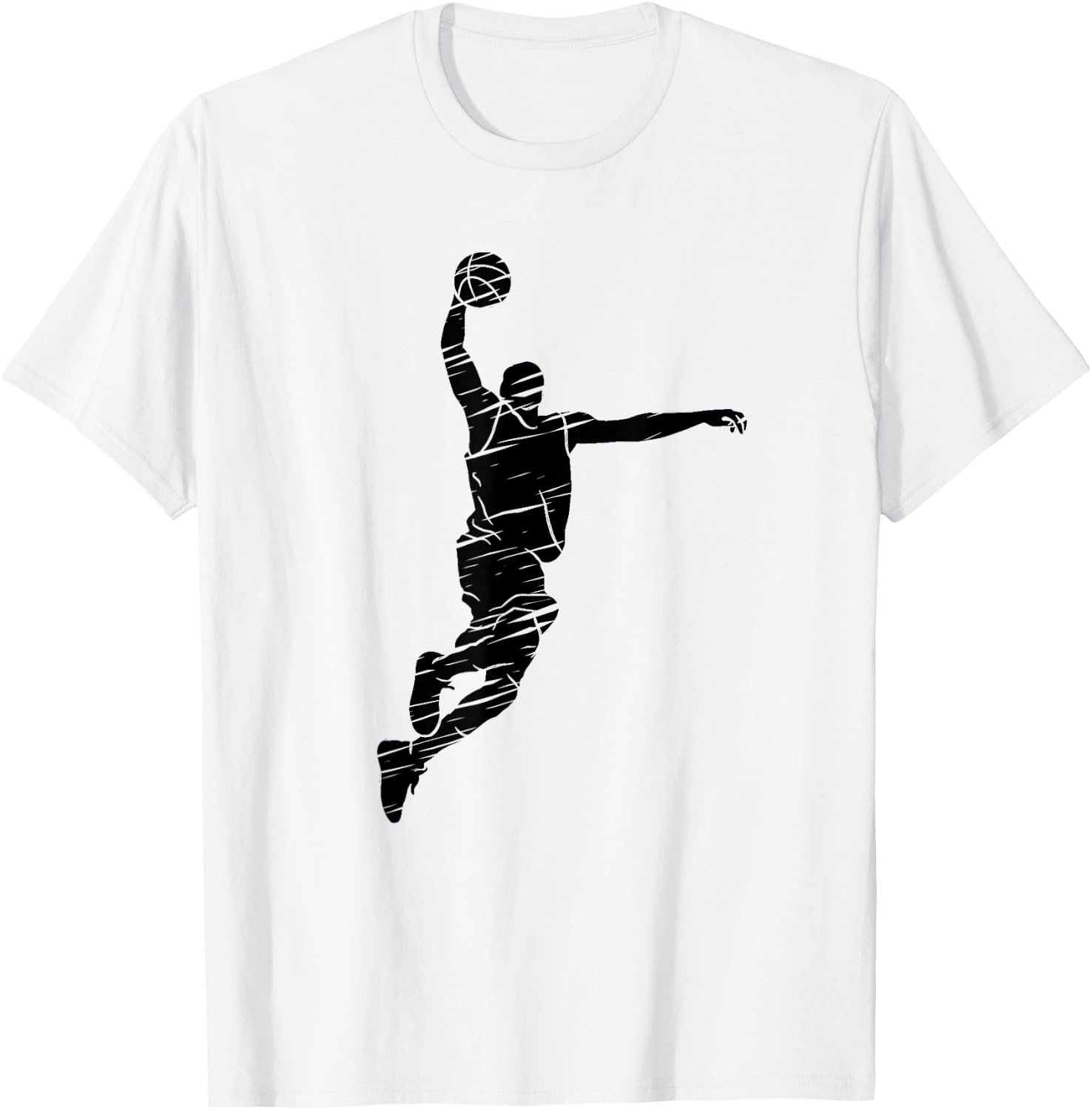 Basketball Player Retro Lines T-Shirt - T-Shirt | White