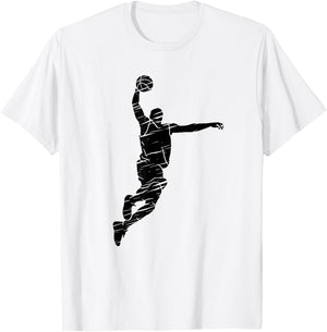 Basketball Player Retro Lines T-Shirt - T-Shirt | White
