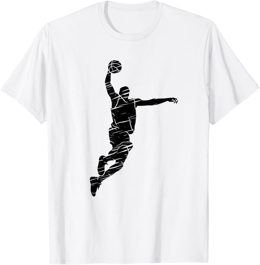 Basketball Player Retro Lines T-Shirt - T-Shirt | White