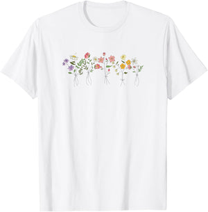 Vintage Inspired Botanical Flower Gardener Naturalist Flower T-Shirt - T-Shirt | White