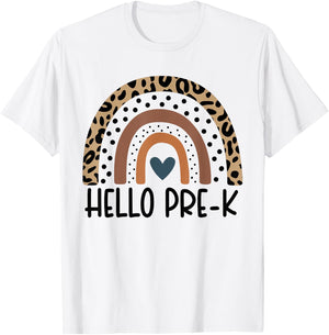 Hello Pre-K Rainbow teacher team Pre-K squad girls boys kids T-Shirt - T-Shirt | White