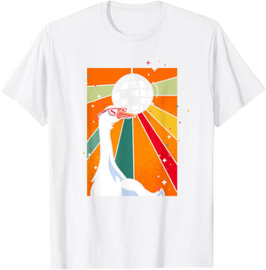 Funny Cool Farm Animal Disco Ball Sunglasses Retro Goose T-Shirt - T-Shirt | White