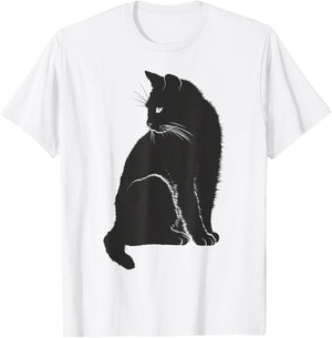 Minimalist Cute Black Cat Owner Feline Art Kitten Lover Small T-Shirt - T-Shirt | White