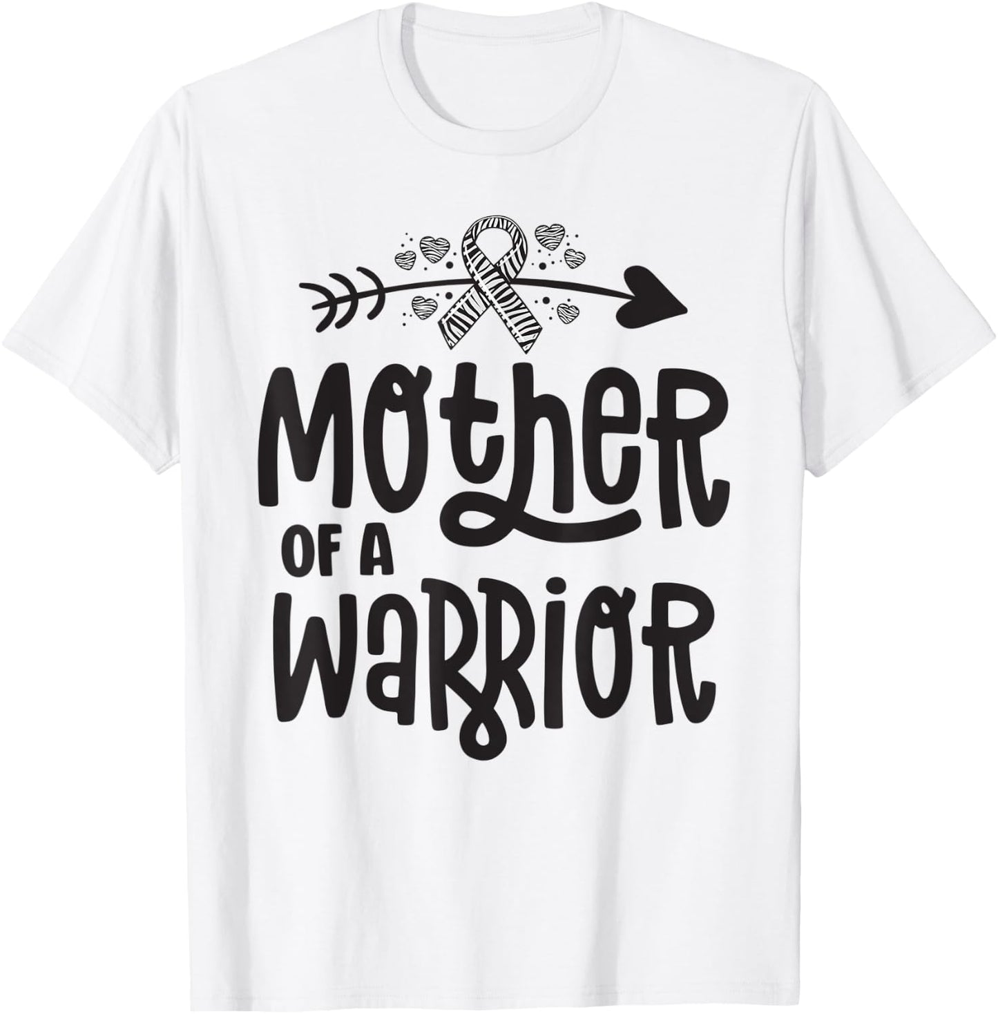Mother Of A Rare Disease Warrior Awareness Zebra Ribbon Mom T-Shirt - T-Shirt | White