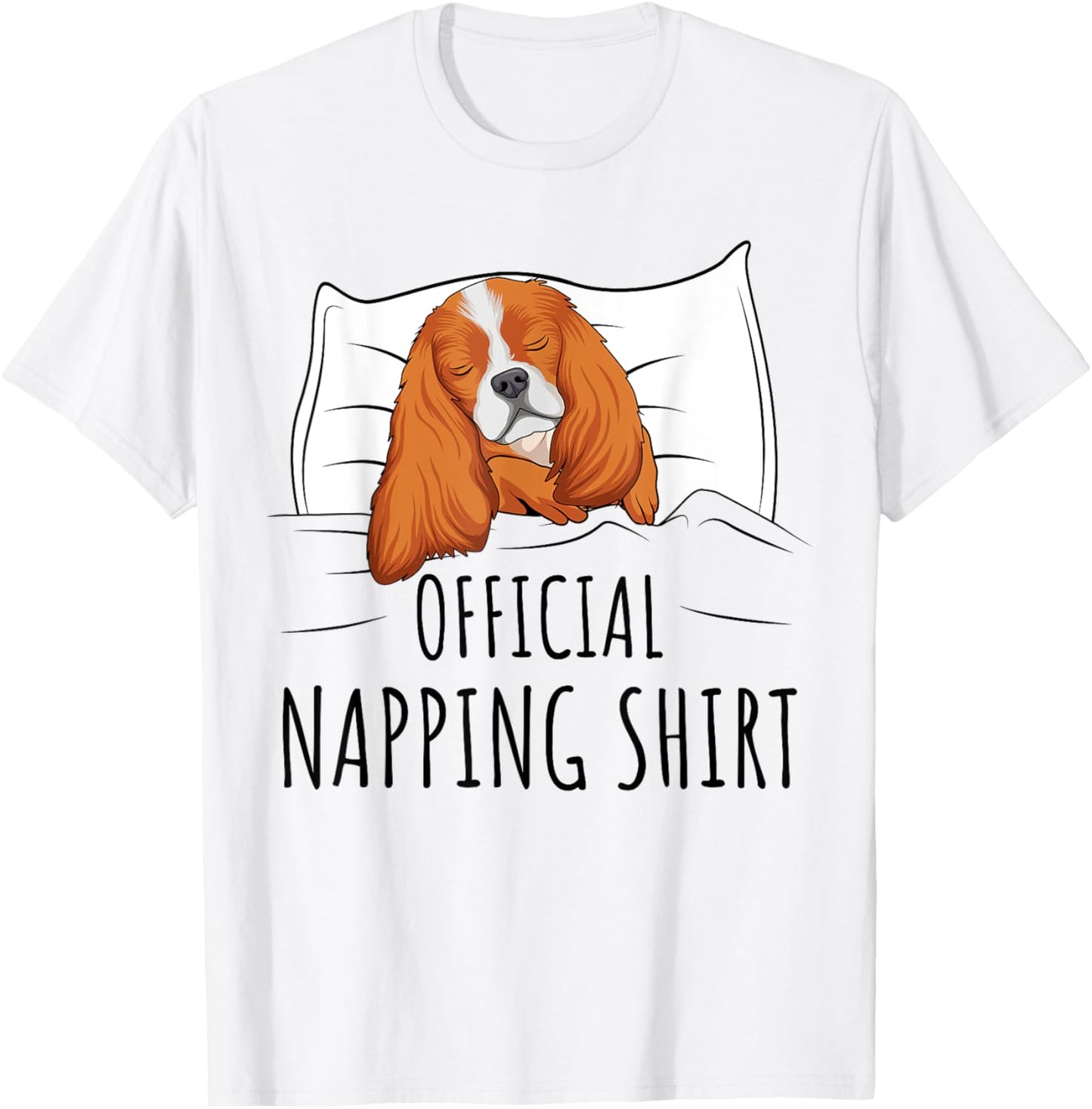 Sleeping Cavalier King Charles Spaniel Dog Official Napping T-Shirt - T-Shirt | White